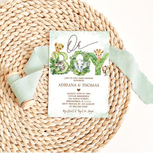 Invitation pour Baby Shower Garçon Safari Animaux