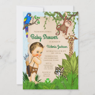 Invitation pour Baby Shower Garçon Safari Jungle
