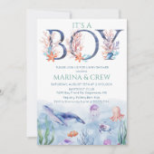 Invitation pour Baby Shower Garçon Sous la Mer (Devant)