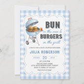 Invitation pour Baby Shower Gingham Burger BBQ (Devant)