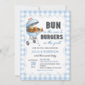 Invitation pour Baby Shower Gingham Burger BBQ (Devant)