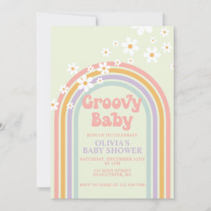 Invitation pour Baby Shower Groovy Baby Arc-en-cie