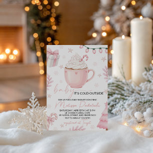 Invitation pour Baby Shower Hiver Rose