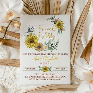 Invitation pour Baby Shower Honey Bee Sunflower