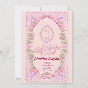 Invitation pour Baby Shower Jumeaux Lapin