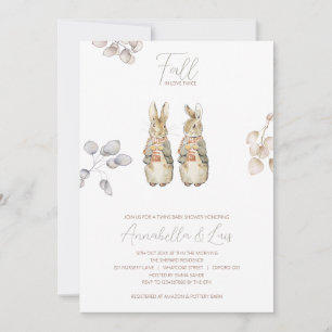Invitation pour Baby Shower Jumeaux Lapin de l'Aut