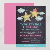 Invitation pour Baby Shower Jumeaux Little Star Ta (Devant / Derrière)
