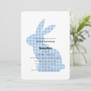 Invitation pour Baby Shower Lapin à Carreaux Bleus