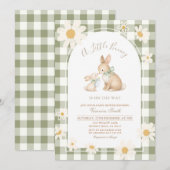 Invitation pour Baby Shower Lapin à carreaux Daisy (Devant / Derrière)