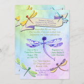 Invitation pour Baby Shower Libellule Pastel et To (Devant / Derrière)