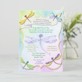 Invitation pour Baby Shower Libellule Pastel Ton d (Debout devant)