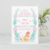 Invitation pour Baby Shower Licorne Fleurale Aquar (Debout devant)