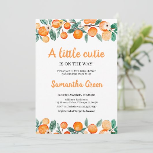 Invitation pour Baby Shower Little Cutie (Debout devant)