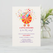 Invitation pour Baby Shower Little Explorer (Debout devant)