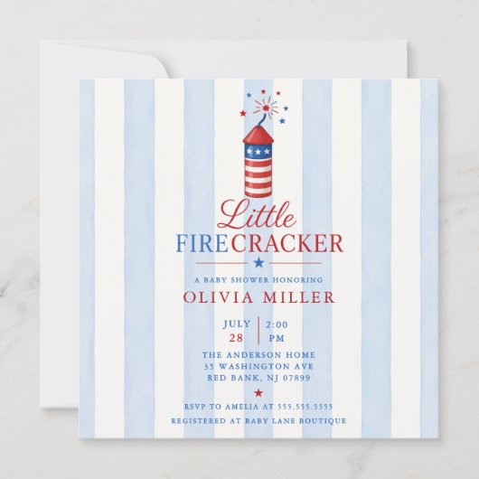 Invitation pour Baby Shower Little Firecracker (Devant)