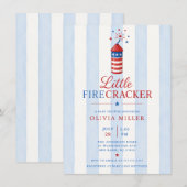Invitation pour Baby Shower Little Firecracker (Devant / Derrière)