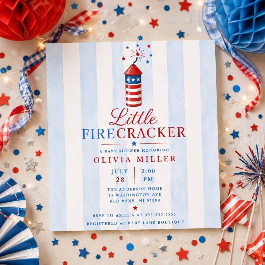 Invitation pour Baby Shower Little Firecracker