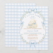 Invitation pour Baby Shower Little Lamb à carreaux (Devant / Derrière)