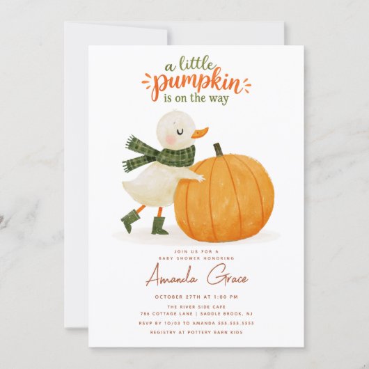 Invitation pour Baby Shower Little Pumpkin Fall (Devant)