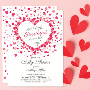 Invitation pour Baby Shower Little Sweetheart Hear