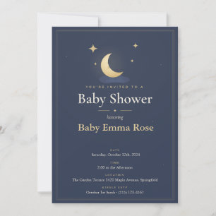 Invitation pour Baby Shower Lune & Étoiles