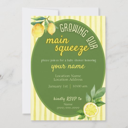 Invitation pour Baby Shower Main Squeeze Lemon Bab (Devant)