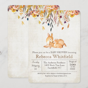 Invitation pour Baby Shower Mama et Cerf aux Feuil