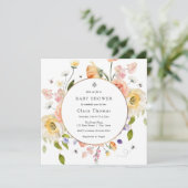 Invitation pour Baby Shower "Maman à BEE Floral" (Debout devant)