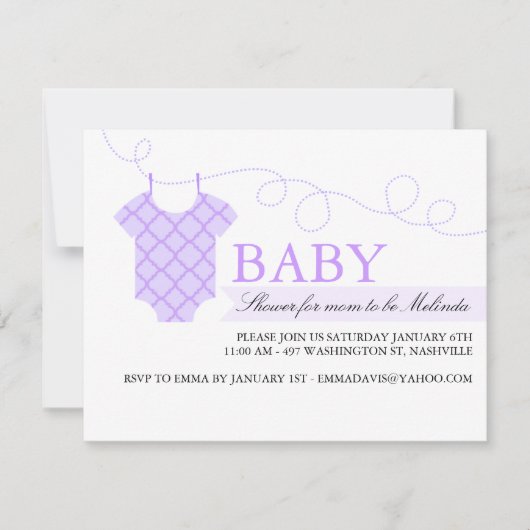 Invitation pour Baby Shower Moderne avec corde à l (Devant)