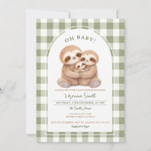 Invitation pour Baby Shower Moderne Gingham Famill