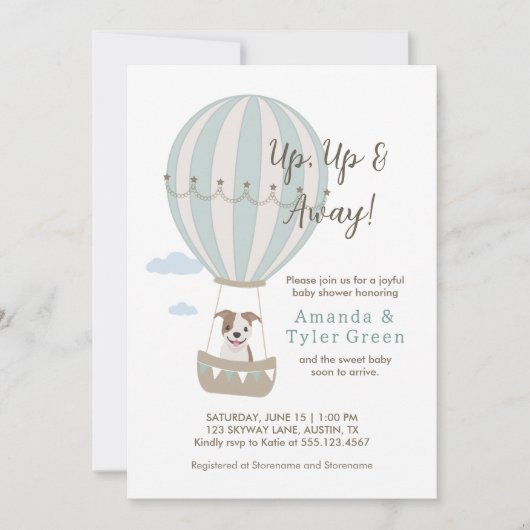 Invitation pour Baby Shower Montgolfière avec Chie (Devant)