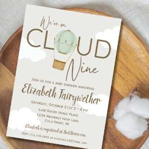 Invitation pour Baby Shower Montgolfière sur Cloud