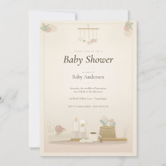 Invitation pour Baby Shower Moonlit Hygge