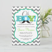 Invitation pour Baby Shower Moustache Oh Garçon (Debout devant)