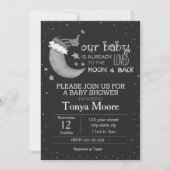 Invitation pour Baby Shower Noir Jusqu'à la Lune e (Devant)