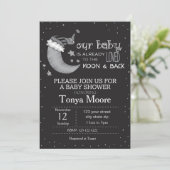 Invitation pour Baby Shower Noir Jusqu'à la Lune e (Debout devant)