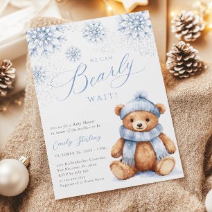Invitation pour Baby Shower Ours en Peluche Bleu H