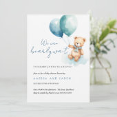 Invitation pour Baby Shower Ours en Teddy Bear Gar (Debout devant)