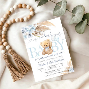 Invitation pour Baby Shower Ourson Bleu
