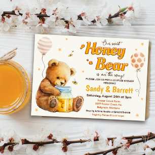 Invitation pour Baby Shower Ourson en Miel Sucré