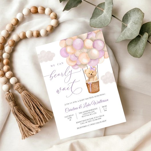 Invitation pour Baby Shower Ourson en Pastel