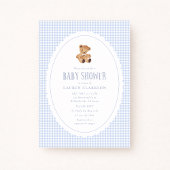 Invitation pour Baby Shower Ourson Gingham Bleu