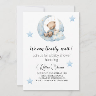 Invitation pour Baby Shower Ourson Mignon & Étoile