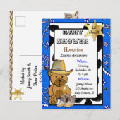 Invitation pour Baby Shower Ourson Teddy Petit Shé (Devant / Derrière)