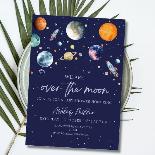 Invitation pour Baby Shower Over The Moon, Thème E