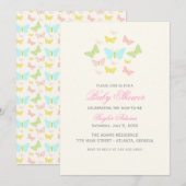 Invitation pour Baby Shower Papillon Mignon (Devant / Derrière)