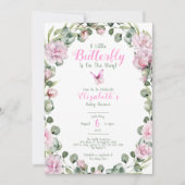 Invitation pour Baby Shower Papillon Rose (Devant)