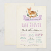 Invitation pour Baby Shower Petit Lapin (Devant / Derrière)