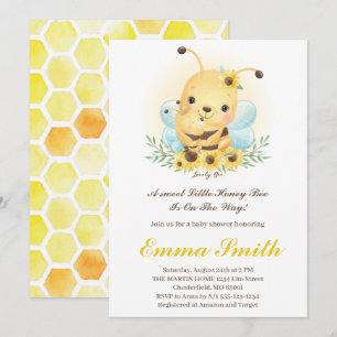 Invitation pour Baby Shower Petite Abeille de Miel