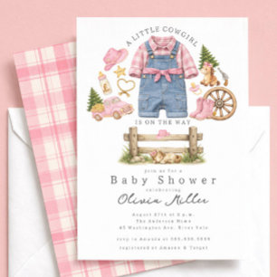Invitation pour Baby Shower Petite Cowgirl Fille